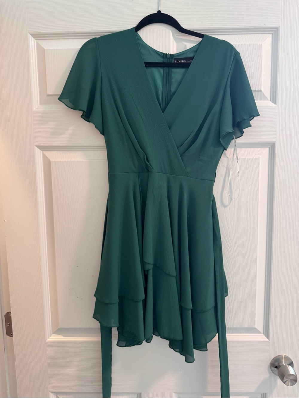 Luxedo Emerald Green Ruffle Wrap Dress